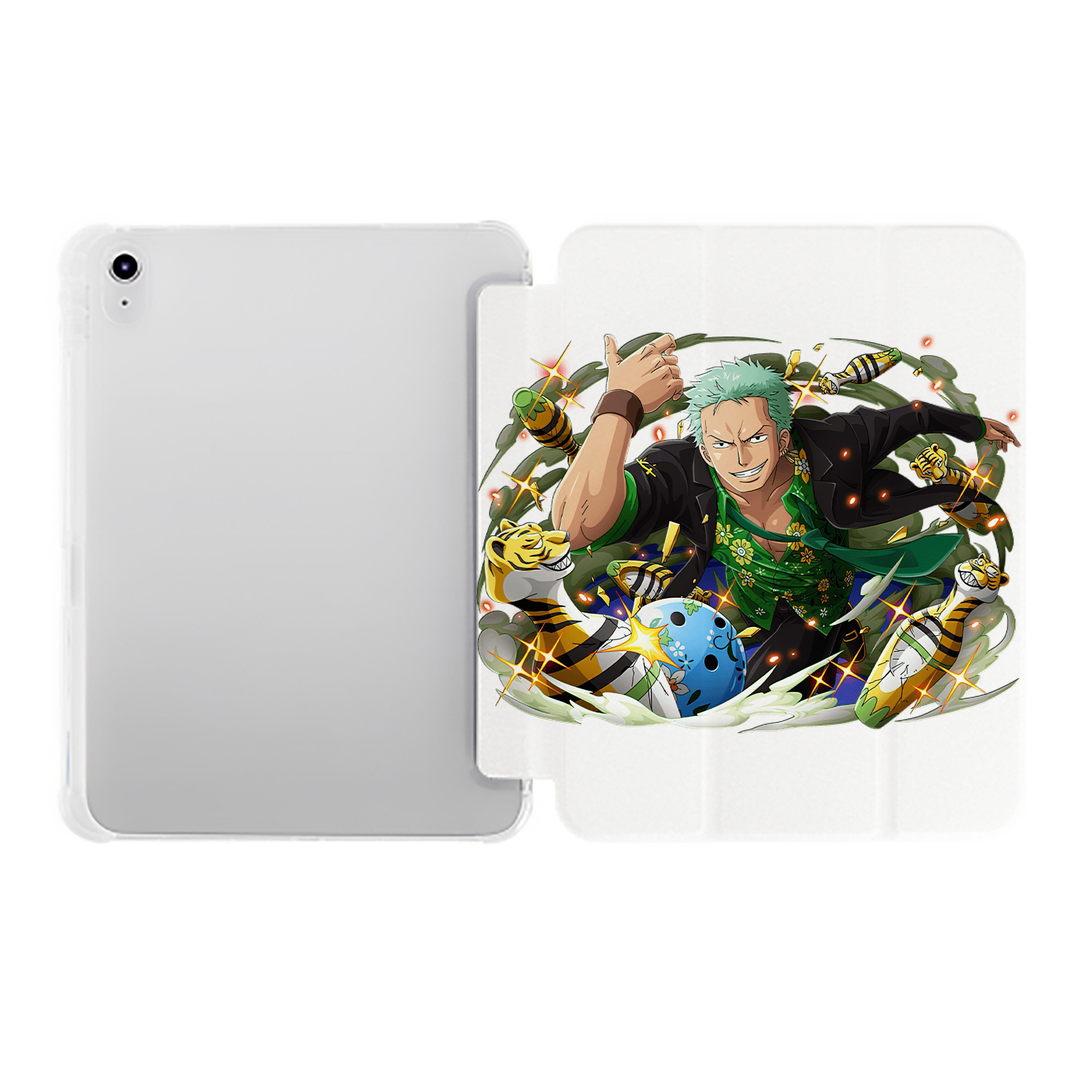 （画像用） ワンピース ロロノア・ゾロ ONE PIECE Roronoa Zoro IPad ケース ペン収納付き 三つ折りスタンド PUレザー×シリコン 対応機種9.5/10.5/10.9インチ